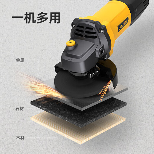Deli angle grinder household high-power cutting machine grinder multi-functional industrial grade power tool polisher 760W angle grinder rear switch + free accessory gift package