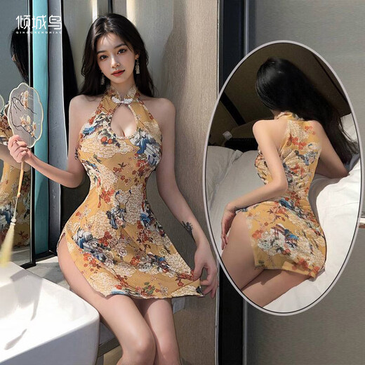 惹火猫 情趣内衣情趣睡衣盲盒制服诱惑内衣套装夫妻刺激情趣制服极内裤jk制服死库度水秘书角色扮演 内衣 风花雪月黄色国风旗袍-R1389