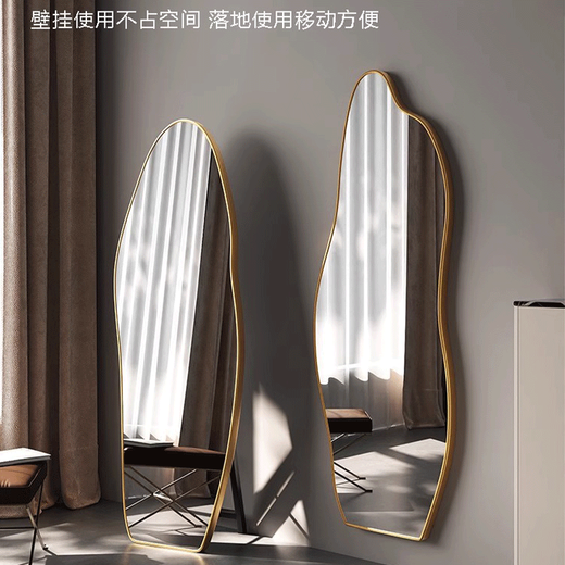 Feiwang Tengda Ganzkörper Spiegel bodenstörendem Spiegel Licht Luxus Dressing Mirror Home Schlafzimmer Bekleidungsgeschäft Hoch definitionsanpassungsspiegel High-End Sense Ins Style Yunduo-Stil [Herbst Moon Silber] Dual Zweck 160*50 [SF Express-Entbindung, Schäden müssen ausgeglichen werden]