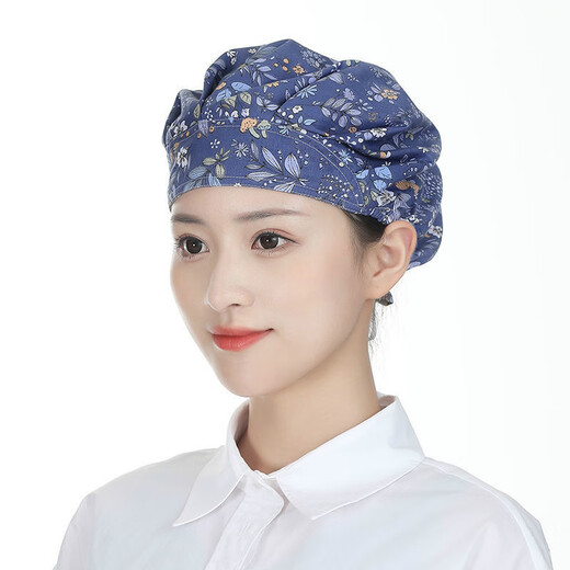 Wobaren chef hat home cooking nurse hygiene dust hat anti-smoke baking work hat tooling baking catering food navy flower