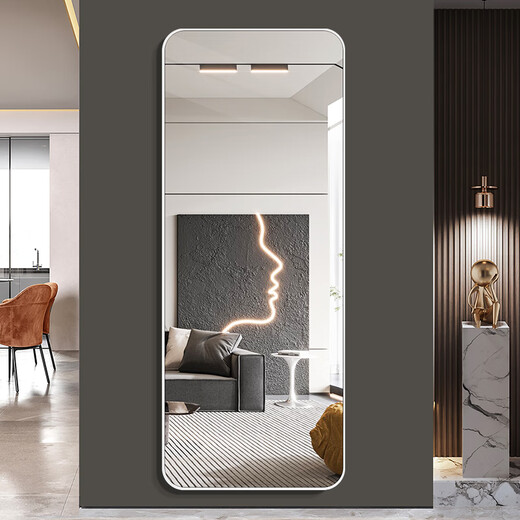 
Four-bedroom house light luxury full-body mirror wall-mounted wall-mounted entrance mirror dressing mirror household fitting mirror bedroom aluminum frame mirror gold 40*150cm [SQ-grade high-definition silver mirror]