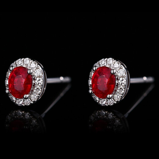 Tingliang 18K gold 0.60 carat pigeon blood red ruby earrings diamond earrings colorful treasure earrings in stock