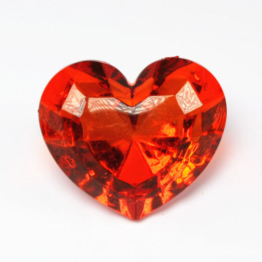 Lingchuan acrylic non-porous transparent heart-shaped gemstone toy children's ornaments sugar pusher to catch crystal birthday reward gift 5cm deep pink love heart ornaments