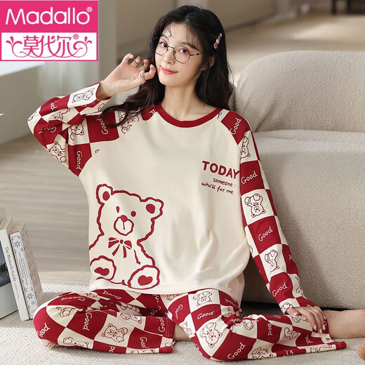 Modal pajamas for women in spring and autumn pure cotton long-sleeved home clothes, all-cotton sweet princess style casual home clothes set, can be worn outside Z20YM698 M Recommended [80-100Jin [Jin equals 0.5 kg]]