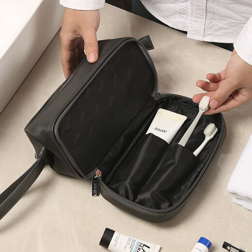 Tomill Toilettenartikel für Herren Geschäftsreisen Aufbewahrungstasche Toilettenartikel Aufbewahrungstasche Nass und trockener Trennung wasserdichte Make-up-Beutel Romeo-Black