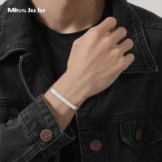Miss JuJu platinum bracelet for men, fashionable pt950 platinum snake pattern chain, trendy men's wide face, thick and versatile bracelet, weight 14.59 grams, length 18cm, thickness 5.4mm