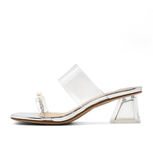 BELLE HEHE VERHALTUNG DICK FEHR FLIP-FLOPS FÜR Women transparente Gurtschuhe A9B1DBT4 Silber 36