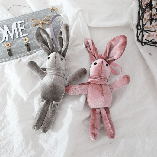 Schoolbag hanging chain women's clothing dead rabbit key chain female cute internet celebrity Korean version student schoolbag hanging bag hanging decoration couple small gift medium gray [pretending to be dead rabbit]