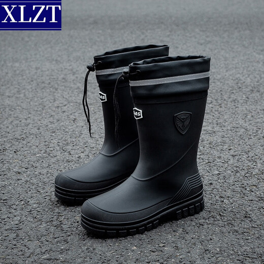 Xlzt modische Herren wasserdichte Schuhe Anti-Rutsch-Regenstiefel mittlerer Karten im koreanischen Stil Japaner Gummischuhe Schuhschuhe Waschwasserschuhe Erwachsene Regenstiefel Schwarze Einzelschicht 41 (255 mm)