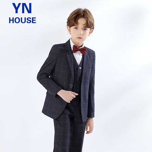 Yinuofang children's suit suit boy suit host flower girl dress performance suit plaid suit 130 yards