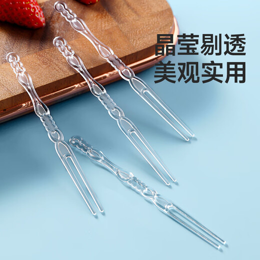 Meliya disposable forks and spoons individually packaged food-grade cake dessert takeaway spoons table spoons fruit picks crystal clear fruit forks 200 pieces