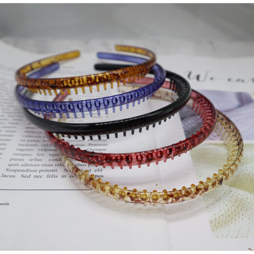 Angbi Bear Korean AS resin break-off simple toothed non-slip thin hair hoop headband hair clip hair wash face black