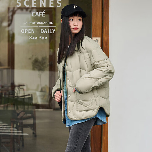 Tambor Down Jacket Women's Short Lapel Korean Style Loose Corduroy Jacket for Women TD236266 Milk Tea Brown 165