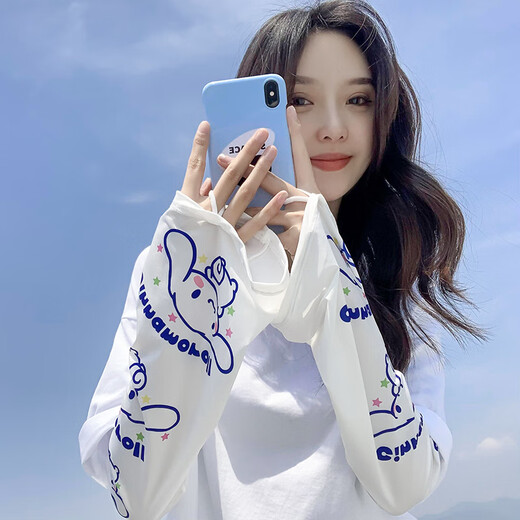 SOMUBAY 网红宽松冰丝冰袖女款夏季防晒袖套开车套袖护袖手套手袖 ST-863T时尚爱心款 均码