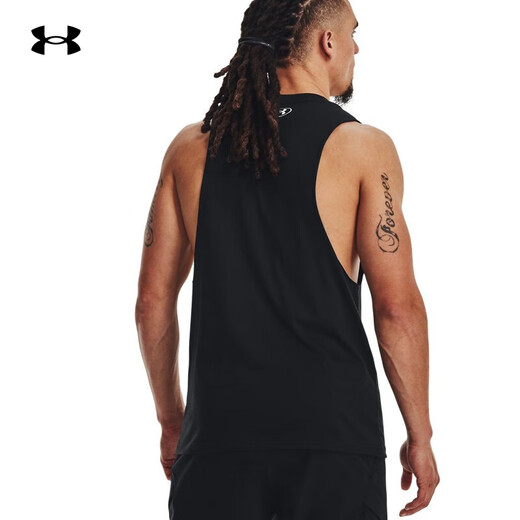 安德玛（UNDERARMOUR） 官方背心夏季跑步篮球足球健身服训练服上衣透气无袖T恤运动男装 1377290-001黑色/柔软舒适/强森 2XL