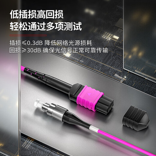 
AMPCOM 10 Gigabit OM4 Multimode MPO-FC Optical Fiber Jumper 12-core 10G/40G/100G Optical Module B Polarity Low Insert Loss Flame Retardant Branch 3 meters AMOM4FC12003