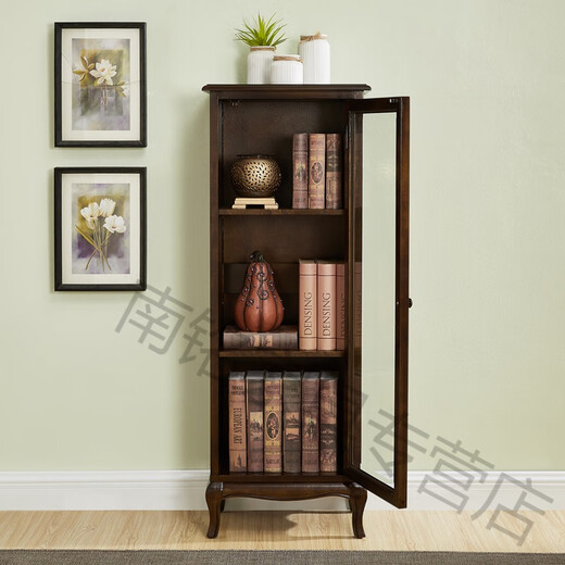 Yundu American Light Luxury Wood Solid Home Simple Sala de Estar Almacenamiento Gabinete Vertical Almacenamiento en la Pared Gabinete para Vino Retro Multifuncional Color Nogal Dos Puertas (580x320x1300) Totalmente Equipado