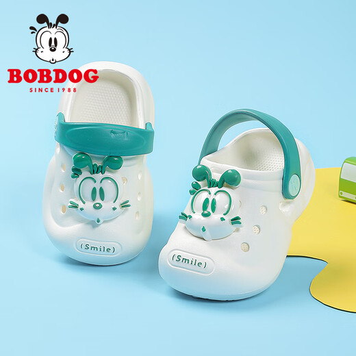 Babu Dou children's shoes, boys' slippers, summer new soft-soled baby beach shoes, children's hole shoes for women, milky white 21.5 (140) suitable for feet 13.0cm long
