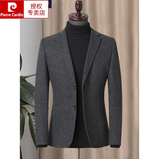 Pierre Cardin autumn and winter wool suit men's jacket youth Korean style woolen casual small suit men's slim single top gray 50/180