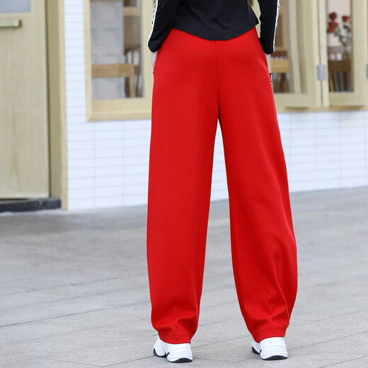Betzmann Square Dance Clothing Ghost Step Dance Pants Cotton Trendy Brand Pocket Casual Pants Loose Wide Leg Pants 2025 Autumn and Winter New Style Red L (108Jin Jin is equal to 0.5kg -128Jin Jin is equal to 0.5kg)