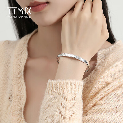TTMIX platinum bracelet women's pt950 bright simple platinum bracelet hollow push-pull adjustable 23.3-23.5g