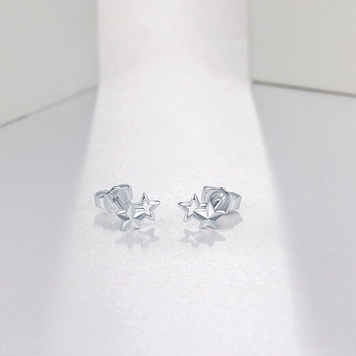 ZLF (ZLF) PT950 platinum stud earrings for women, classic versatile star hollow earrings 1.39g