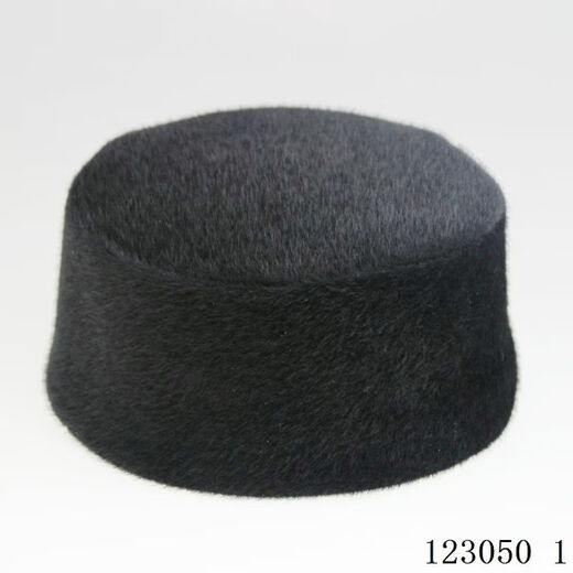 Pisces Kaninchen Hui Hut neuer Stil für Anbetung Herren ethnischer Stil Hui Hut warm im Winter Dicke flache obere runde Kante schwarz schwarz Nr. 55 (geeignet für kleine Kopfumfang)