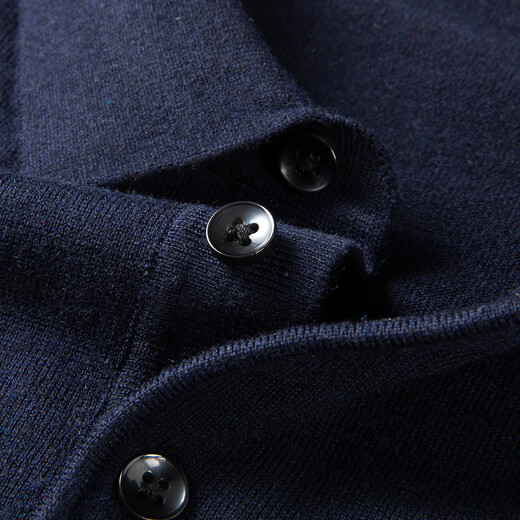 MONTAGUT Sheep Wool Blended Autumn and Winter Men's Polo Shirt Long Sleeve Embroidered Soft Knitted T-Shirt Navy 50