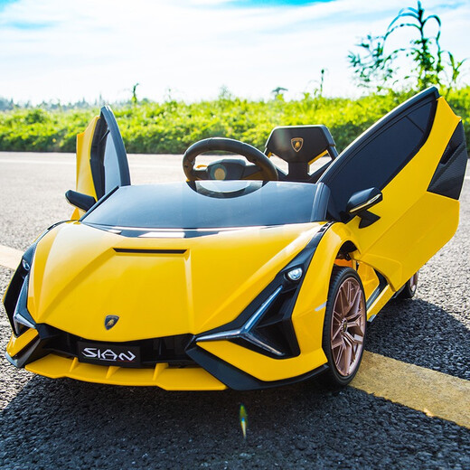 Xingchenhao [Lamborghini authorized] Children's electric car four-wheel toys can be seated for people, children, babies, babies, remote control, green four-wheel drive + remote control + swing + leather seat + soft wheel