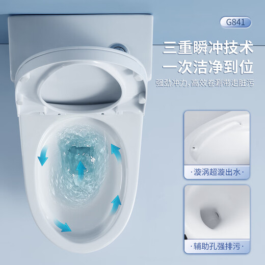 Gote (GOTE) German bathroom toilet household super whirlpool toilet large pipe strong flush anti-odor water-saving toilet [G841] 5-hole super whirlpool (white cover) 305/300mm