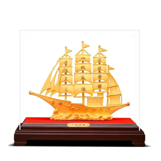 Smooth sailing in Hanking, sailing ship ornaments, velvet gold handicrafts, office desktop, living room, wine cabinet, housewarming and opening gift, XL, length 33, width 18, height 31.5 cm