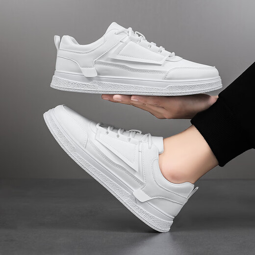 Ching Up Up Men's Shoes para primavera y verano Nuevos zapatos deportivos sin deslizamiento transpirables Diseño de nicho grueso Suele Versátiles White White zapatos para hombres YJ-1105 White 41