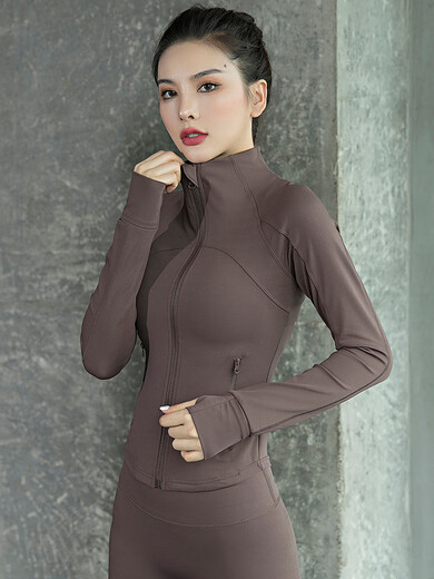 Kong Yu fitness jacket women's slimming professional high-end Pilates yoga suit running sports training long-sleeved black two-piece set (jacket + trousers) XL