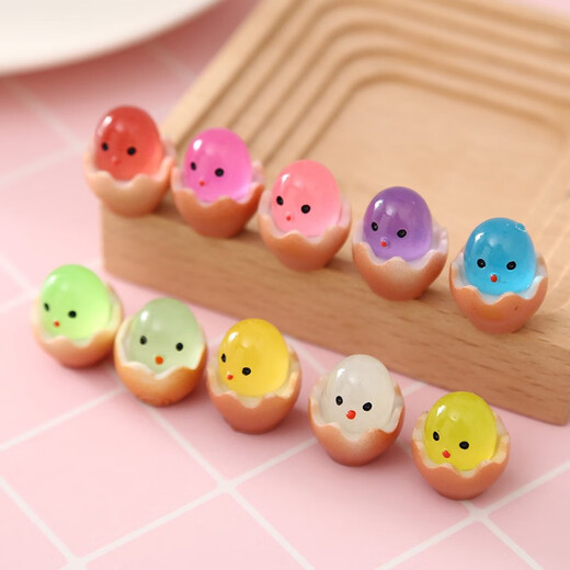 Cute broken-shell chicks luminous small ornaments diy home ledger children's ornaments wholesale cartoon resin accessories luminous broken-shell chicks mixed 10 pieces recommended