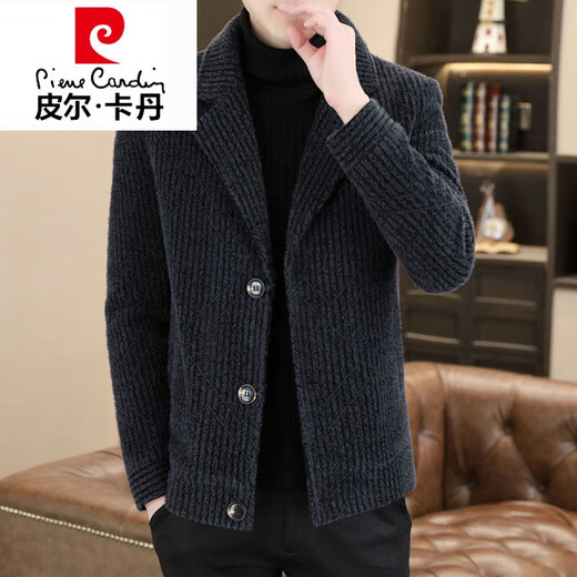 Pierre Cardin 2025 Neue High-End-Luxus-Wolljacke für Männer Herbst und Winter Freizeitanzug Halsband Jacke für Männer verdickte Stil hellgrau 6636 4xl (165 ~ 185jin [Jin gleich 0,5 kg])