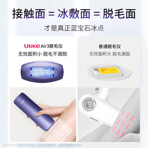 Ulike Sapphire Freezing Point Hair Removal Device Air4 Home Pulse Light Lip Hair Private Part Shaver for Men and Women Birthday Gift for Boyfriend, Girlfriend and Wife Bar Lamp + Electric Shaving Knife Package Air4 Crystal Purple