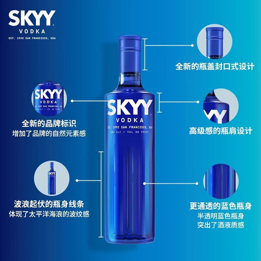 Amoron dunkelblau Sky Original Wodka Italienisch Original importiert fremd Weinbasis Weingeist Mix Party 750 ml Single Pack 750 ml 1 Flasche