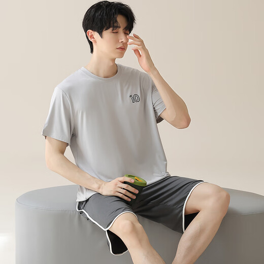 
Catman (MiiOW) men's pajamas men's short-sleeved shorts suit Modal summer thin style can be worn on the outside, fashionable ice silk cool home clothes M15606 L Recommended weight 100-120 Jin [Jin equals 0.5 kg]