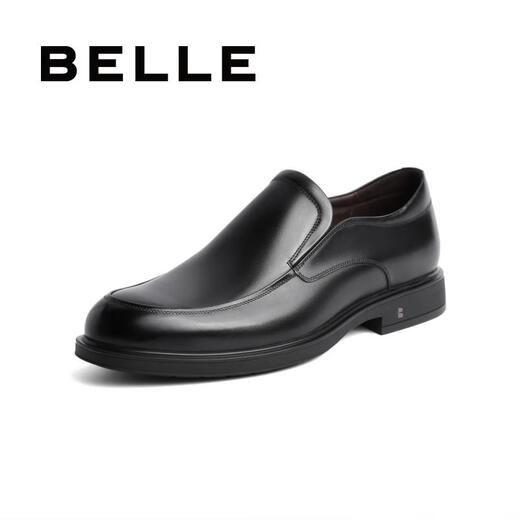 Belle black formal leather shoes men's cowhide business slip-on wedding shoes B3GK7CM1 black 39 (245mm)