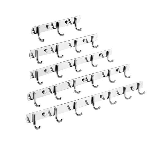 MOEN punch-free 304 stainless steel row hooks coat and hat hooks kitchen hooks bathroom bedroom door back towel wall hook 304-5 hook 36cm