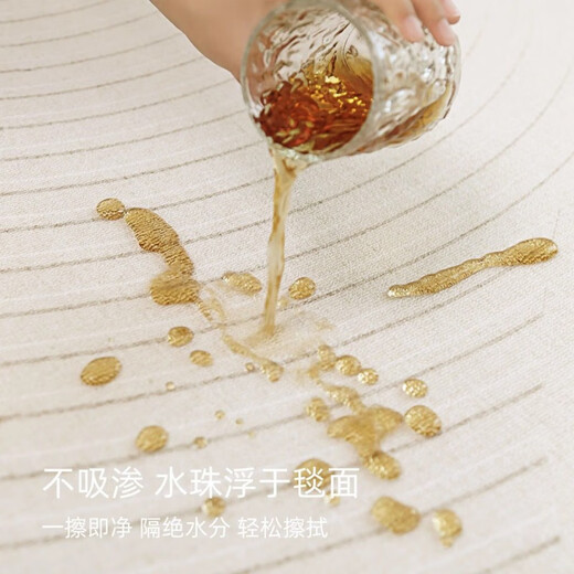 
Carpet living room cream style 2024 new style free washable wipeable bedroom room bedside blanket household sofa waterproof floor mat plain line-15938 240*400cm gold thickness