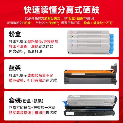 El color de Zhenyin es adecuado para Oki C831 Polvo Box C833DN C833DNL C831DN C811DN C841 Cartucho de tóner de la impresora C811/C831/C841 Páginas de polvo amarillo-10000