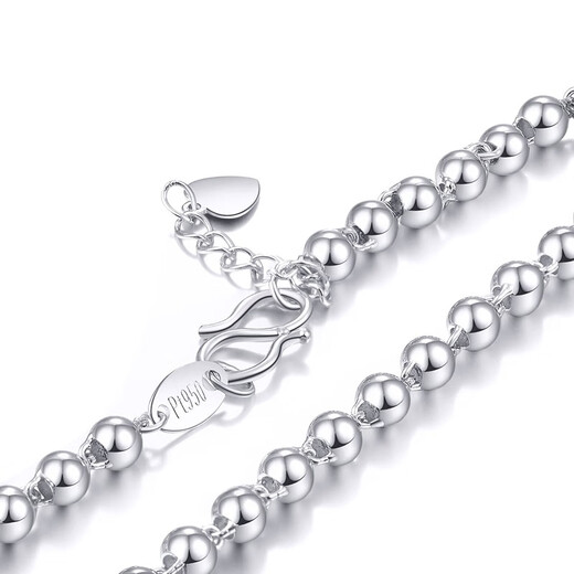 Jinduoxi Valentine's Day gift pt950 platinum bracelet for women, platinum bracelet, light bead bracelet, women's bracelet, about 5.8-6 grams, 17+2cm, 3.1mm thick