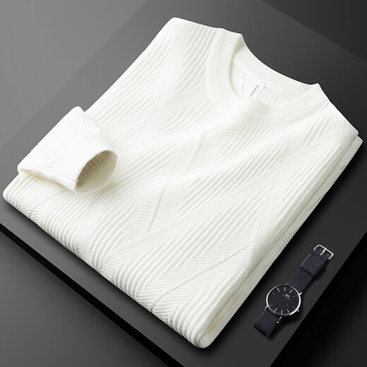 Prideme Light Luxury Winter Burned Algody Sweater Hombres de manga larga Jacquard Patrón de jacquard Sweater Cuello redondeado Top PG9901-Apricot M [Sugerión de peso: 100-120Jin [Jin equivale a 0.5 kg]]