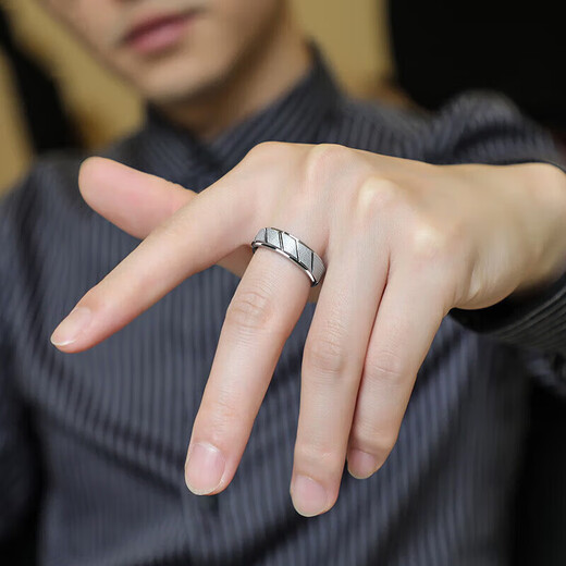 MZMZPT950 Platinum Ring Men's Silver Single Ring High-end Trendy Men's Personalized Platinum Ring Frosted Tail Ring Light Luxury Style - Silver White 5MM (No. 14-30) Free Engraving