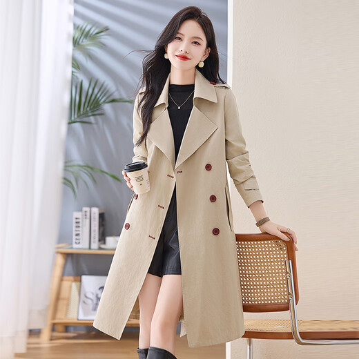 
AEMAPE Hangzhou Italian-French Fashionable and versatile slim mid-length windbreaker jacket for women 2025 spring and autumn new style of expensive lady top Mika-L
