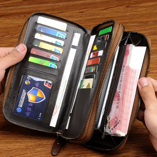 Kangaroo Men's Wallet 2024 New Fashion Long Long Zipper Multi-fonction sac à main Sac Carte de cartes de grande capacité Brown Trendy Brown