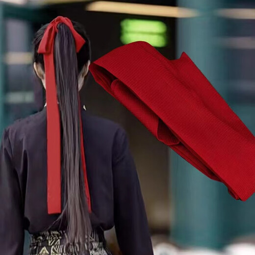 萌客朵 古风发带汉服飘带红色丝带扎头发发绳绑发头绳儿童头饰古装腰带 酒红色【约1.6米】