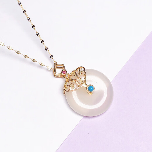 Fat Donglai same style 18k gold jade buckle head S925 silver necklace buckle pendant empty support silver clip buckle jade safe white gold