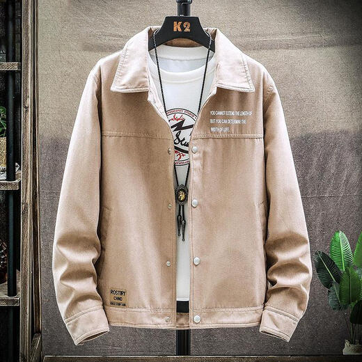 欣垚麂皮绒牛仔外套男士秋冬季工装夹克男装加绒加厚修服装服饰5折券 [常规]K12801卡其 XL